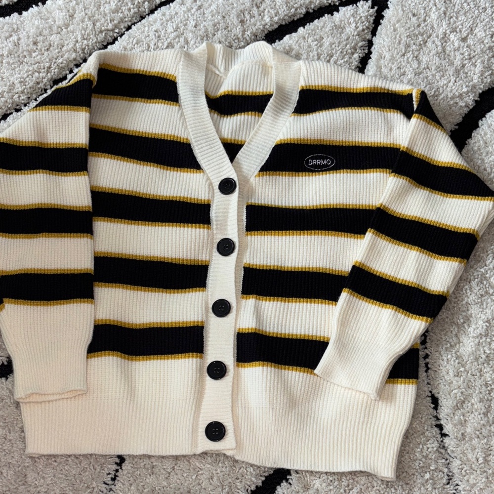 Cream and Black Striped Cardigan